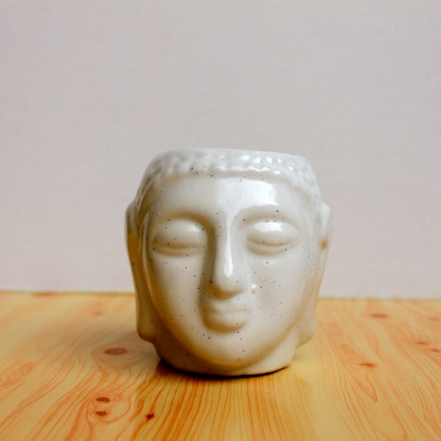 4.5 inch White Glossy Buddha Design  Ceramic Pot