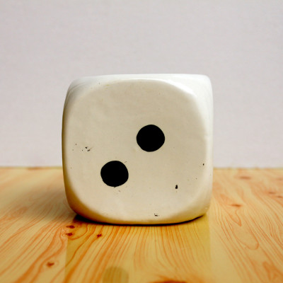 4 inch Dice White Ceramic Pot