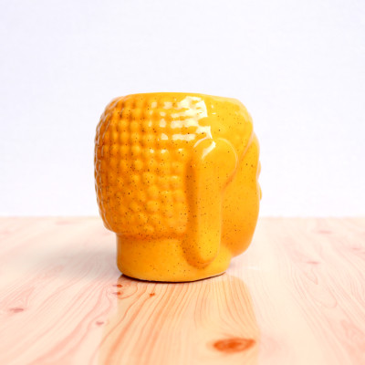 4.5 inch Orange Glossy Buddha Design  Ceramic Pot