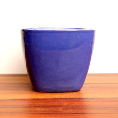 Dark blue square shape ceramic pot