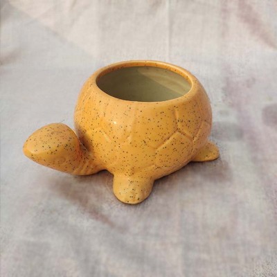 Yellow Shade Turtle Ceramic Planter